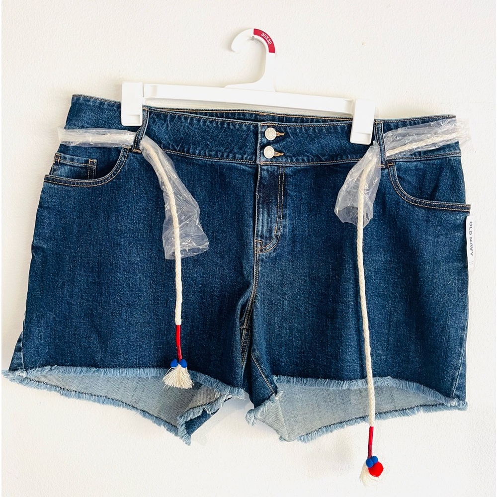 Old Navy denim shorts boyfriend cut NWT summer red white blue string women’s 20